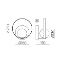 ACB Luminaire mural HALO 16/3815 IP20, opale, noir