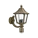 Outdoor Wall luminaire Country style square Type No. 1822 with motion sensor, IP44, E27, cast alu, glass, brown brass matt