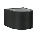 LED Outdoor Wall Spot Type No. 2340 - 2-sided, wide/wide, round, IP44, 230V AC/DC, 6W 3000K 660lm, lens clear, glass, black