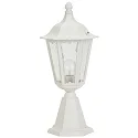 Pedestal luminaire Country style Type No. 0541, IP23, height 53cm, E27 QA55 max.57W, cast alu / cathedral glass, white