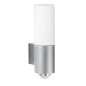 Luminaire mural d'extérieur TYPE NO 0278 dimmable, avec détecteur de mouvement IP54, argent mat gradable