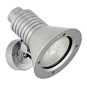 Outdoor Wall spot Type No. 2182, IP54, E27 QA55 max. 15W, rotatable and swiveling, cast alu / safety glass, silver matt