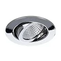 Brumberg Recessed LED spot set incl. converter, IP20, round, 230V, 7W 3000K 740lm 38°, swivelling 30°, chrome