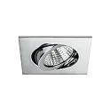 Brumberg Recessed LED spot set incl. converter, IP20, square, 230V, 7W 3000K 740lm 38°, swivelling 30°, chrome