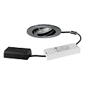 Projecteur encastré TIRREL-R LED DIM CONNECTION-BOX rond, pivotant, contrôlable par DALI IP20, scintillant, noir gradable
