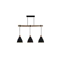 Luminaire à suspension BRENTHIS 3 flammes, grand E27 IP20, bois, noir gradable