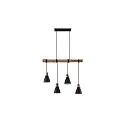 Luminaire à suspension BRENTHIS 4 flammes, petit E14 IP20, bois, noir gradable