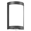 Outdoor wall luminaire 16/3 with motion detector, IP44, E27, stainless steel / opal glass, anthracite