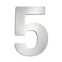 House number 5 from brushed stainless steel, height 25cm