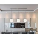 Casablanca Luminaire à suspension BALL 3 flammes, court, dimmable E27 IP20, aluminium brossé, opale, blanc mat gradable