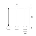 Casablanca Luminaire à suspension BALL 3 flammes, court, dimmable E27 IP20, aluminium brossé, opale, blanc mat gradable