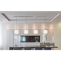 Casablanca Luminaire à suspension BALL S 4 flammes, langue, dimmable E27 IP20, aluminium brossé, opale, blanc mat gradable