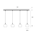 Casablanca Luminaire à suspension BALL S 4 flammes, langue, dimmable E27 IP20, aluminium brossé, opale, blanc mat gradable
