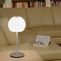 Casablanca Lampe de table BALL langue, avec interrupteur G9 IP20, aluminium brossé, opale, blanc mat 