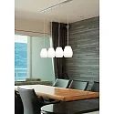 Casablanca Luminaire à suspension BAGAN 4 flammes, langue, dimmable E27 IP20, aluminium brossé, opale, blanc mat gradable