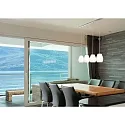Casablanca Luminaire à suspension BAGAN 4 flammes, langue, dimmable E27 IP20, aluminium brossé, opale, blanc mat gradable