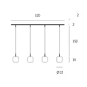 Casablanca Luminaire à suspension MUREA 4 flammes, langue, dimmable E27 IP20, aluminium brossé, opale, blanc mat gradable