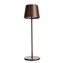 Lampe de table à accu CANIS CCT Switch, avec variateur tactile, sans chargeur IP65, mat, rouille gradable