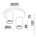 Deko-Light ceiling luminaire CAN TILT ROUND Ø 20CM 2 flames, round, cardanic swivelling GU10 IP20, black