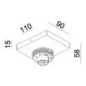 Deko-Light ceiling luminaire CAN TILT SQUARE BASE 11CM MIX'N MATCH 1/3 1 flame, square, without shade, cardanic swivelling GU10 IP20, white