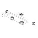 Deko-Light ceiling luminaire CAN TILT SQUARE BASE 30.5CM MIX'N MATCH 1/3 2 flames, square, without shade, cardanic swivelling GU10 IP20