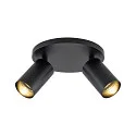 Deko-Light ceiling luminaire CAN TILT ROUND BASE Ø 20CM MIX‘N MATCH 2 flames, round, without shade, cardanic swivelling GU10 IP20, black