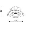 Projecteur encastré SURTUR TILT 83 DTW pivotant, Dim-To-Warm IP20/IP44, blanche gradable