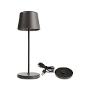 Lampe de table à accu BUNDLE CANIS MINI lot de 1, avec chargeur IP65, gris foncé, mat gradable