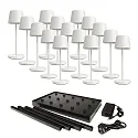Lampe de table à accu CANIS MINI GASTRO avec variateur tactile, avec chargeur, 15 pièces IP65, mat, blanc trafic gradable