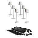 Lampe de table à accu CANIS GASTRO M avec variateur tactile, avec chargeur, 6 pièces IP65, gris foncé, mat gradable