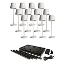 Lampe de table à accu CANIS GASTRO L avec variateur tactile, avec chargeur, 12 pièces IP65, mat, blanc trafic gradable