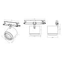 Deko-Light Projecteur triphasé FOCARIS DALI contrôlable par DALI, UGR < 19, focalisable, à cardan IP20, noir profond gradable