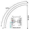 3-phase surface-mounted track D LINE / DALI CURVED 90° / RADIUS 1M left, 6-pole, traffic white