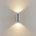 Projecteur de façade SHORELINE PRO GU10 ROUND UP&DOWN à 2 flammes, cylindrique, avec douille GU10 IP65, gris clair