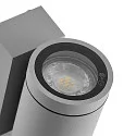 Projecteur de façade SHORELINE PRO GU10 ROUND UP&DOWN à 2 flammes, cylindrique, avec douille GU10 IP65, gris clair