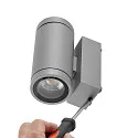Projecteur de façade SHORELINE PRO GU10 ROUND UP&DOWN à 2 flammes, cylindrique, avec douille GU10 IP65, gris clair