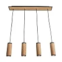 Elobra Luminaire à suspension BOLIVIA 4 4 flammes GU10, noir , chêne naturel