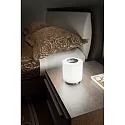 Fabas Luce Lampe de table SIMI cylindrique, dimmable IP20, nickel satiné gradable
