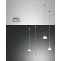 Fabas Luce ISABELLA LED Pendant luminaire 4 pendulums, nickel satin / chrome / aluminum