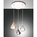Luminaire à suspension LILA 3 flammes E27 IP20, ambre, couleurs fumée, transparent, blanche gradable