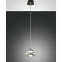 LED Pendant luminaire ARABELLA, 1x 8W, 3000K, 720lm, IP20, height 200cm max., gray transparent