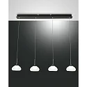 Luminaire à suspension ARABELLA 4 flammes, rond IP20, noir, blanche gradable