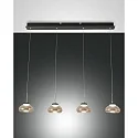 Luminaire à suspension ARABELLA 4 flammes, rond IP20, ambre, noir gradable