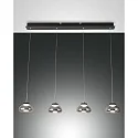 Luminaire à suspension ARABELLA 4 flammes, rond IP20, couleurs fumée, noir gradable