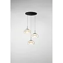 Luminaire à suspension BRENA 3 flammes, rond IP20, noir gradable