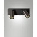 Rampe de projecteurs FLORES à 2 flammes, langue GU10 IP20, gris, gunmetal gradable