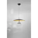 Fabas Luce Luminaire à suspension YUKO réglable, direct / indirect IP20, noir, feuille d'or gradable