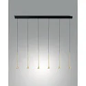pendant luminaire SUSA 6 flames IP20, black, satined brass dimmable