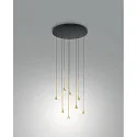 pendant luminaire SUSA 8 flames IP20, black, satined brass dimmable