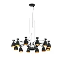 Luminaire à suspension RETRO 12 flammes E14 IP20, cuivre, noir mat 